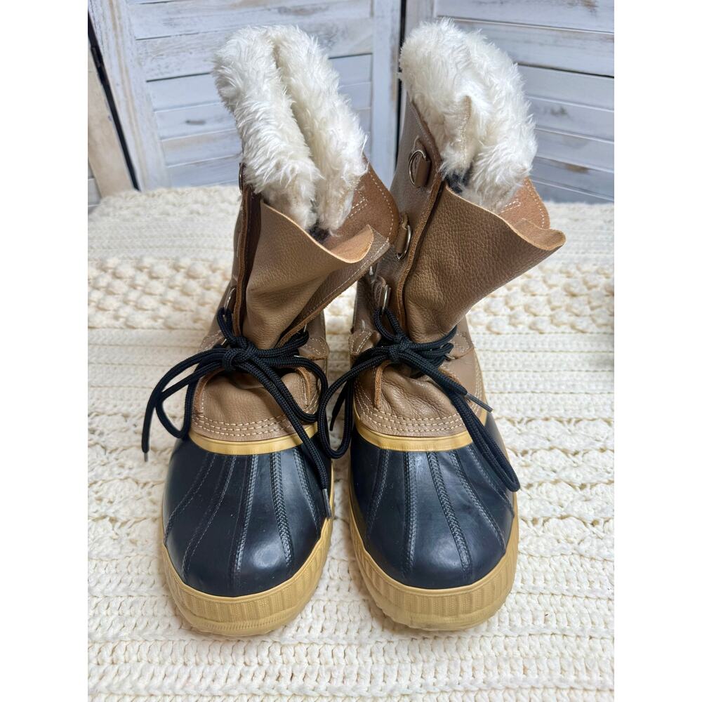 VINTAGE SOREL KAUFMAN MANITOU Men's 9 Winter Pac Snow Boots Tan Black - Picture 2 of 16